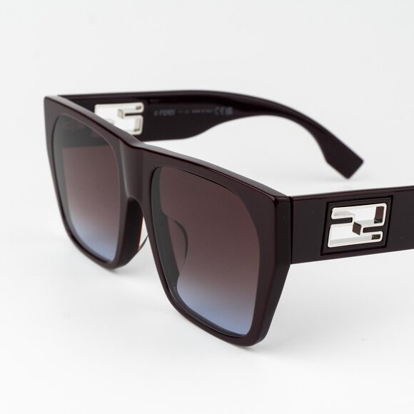 Fendi BAGUETTE Men Sunglasses Square Matte Brown Gradient Bordeaux  FE40124F 81T - Picture 7 of 12